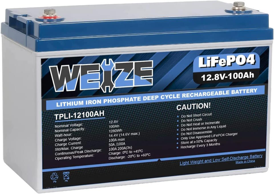Weize 12V 100Ah LiFePO4 Lithium Battery