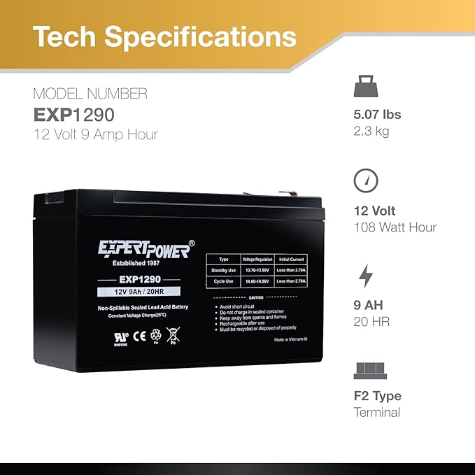 ExpertPower EXP1290 12V 9Ah Rechargeable Battery Review