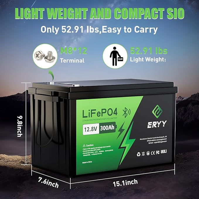 ERYY 12V 300Ah Bluetooth Smart LiFePO4 Battery Review